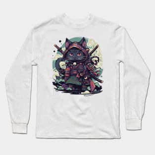 samurai cat Long Sleeve T-Shirt